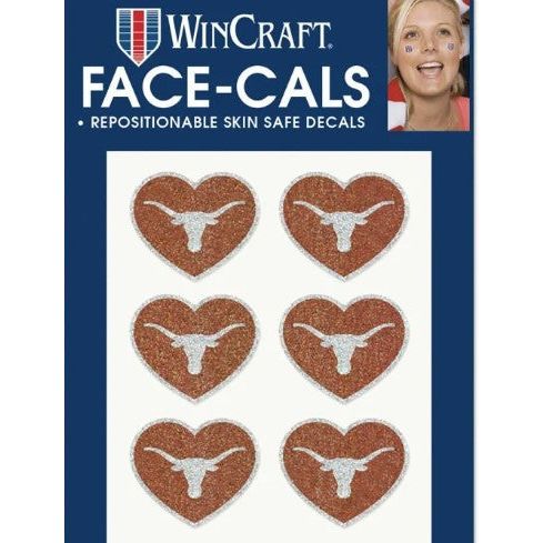 Texas Longhorn Glitter Heart Logo Face Decals (F1207022)