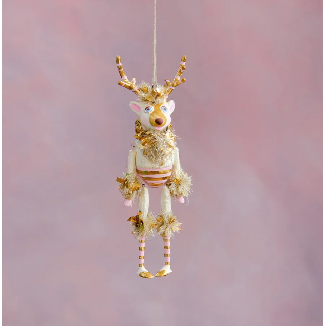 Glitterville Gold & Blush La Renne the Reindeer Ornament