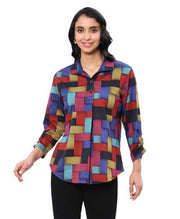 Parsley & Sage Glory Print 3 Button Pullover Shirt (MULTI)