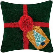 Peking Handicraft Green Gift With Pom Pom Bow Hook Pillow (14" Square)