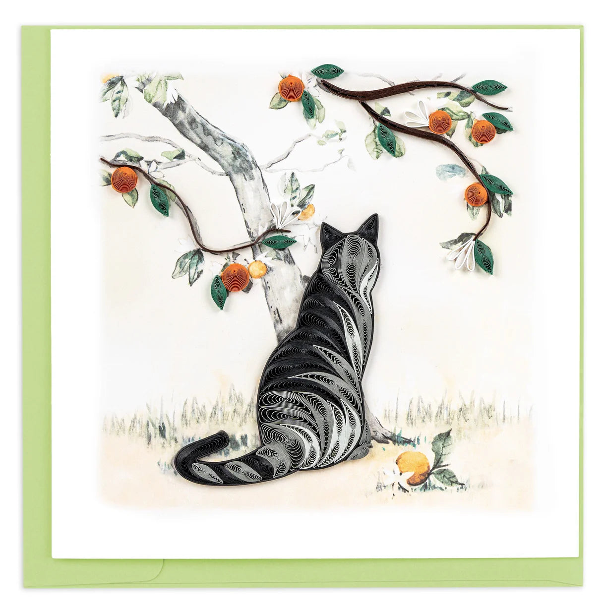 Quilling Card Cat & Orange Branch (BL1494)
