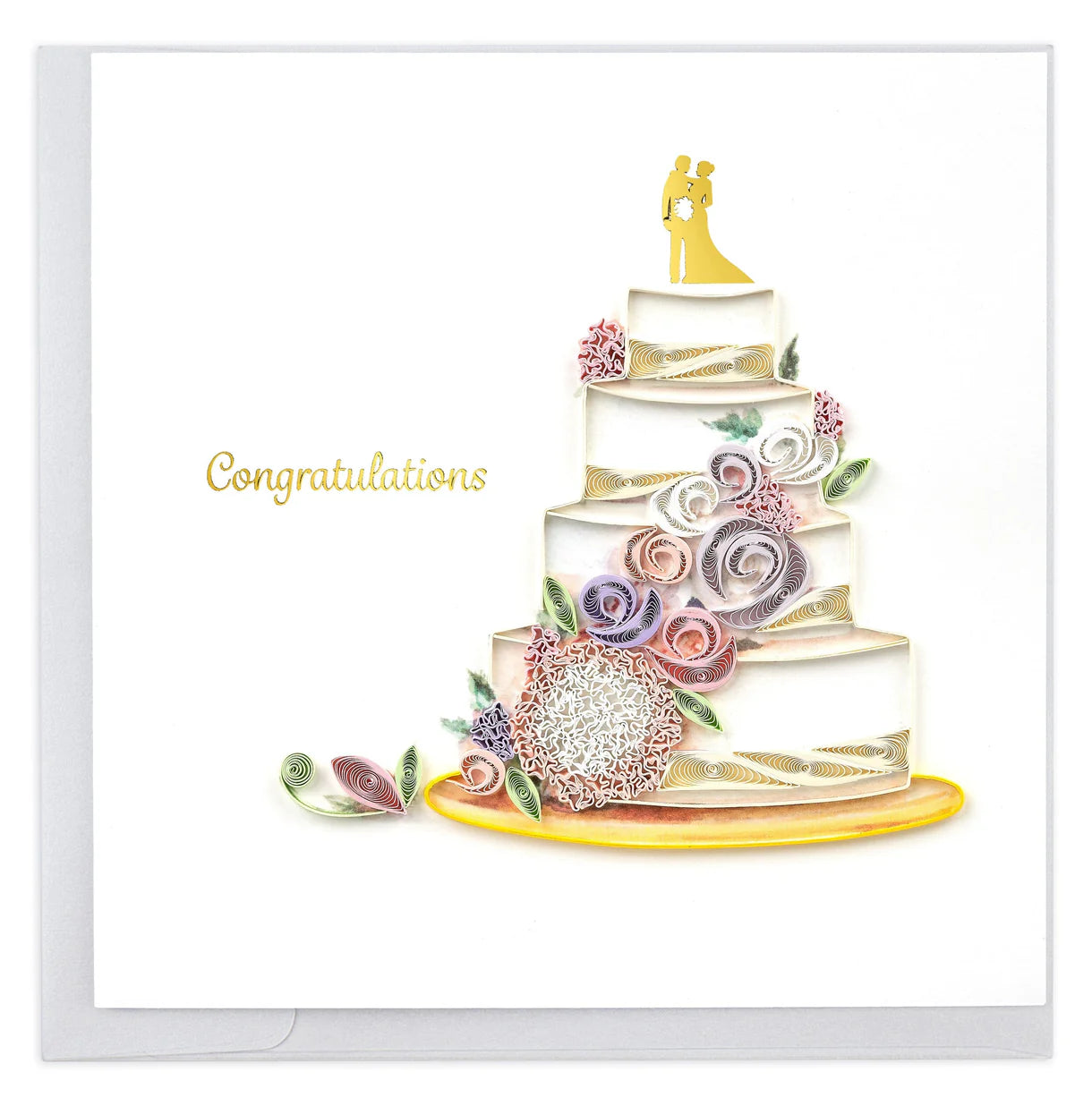 Quilling Card Floral Wedding Cake (LV279)