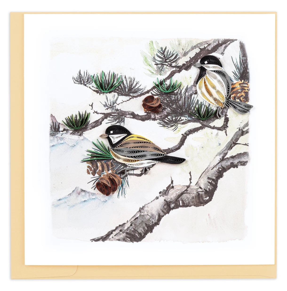 Quilling Card Pine Needles and Birds (Bl1493)
