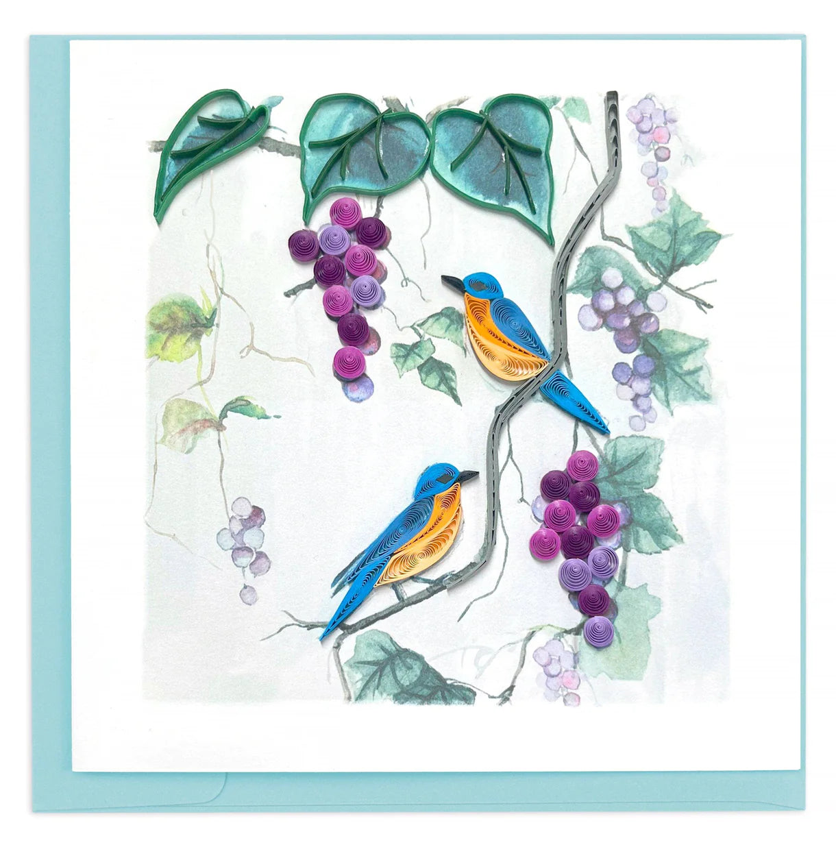Quilling Card Purple Grapes & Bluebirds (BL1491)