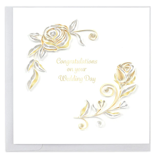 Quilling Card White Rose Wedding (LV273)
