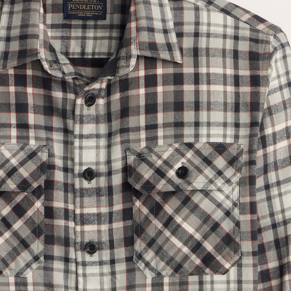Pendleton Men's Burnside Cotton Flannel Grey Plaid Shirt