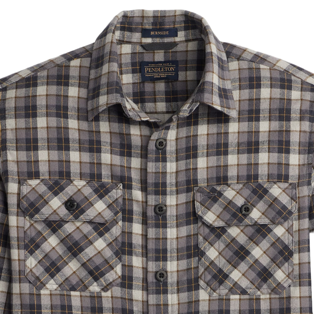 Pendleton Men's Burnside Cotton Flannel Grey Multi Plaid Shirt