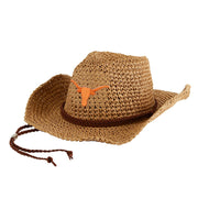 Texas Longhorn Crushable Straw Cowboy Hat (TAN)