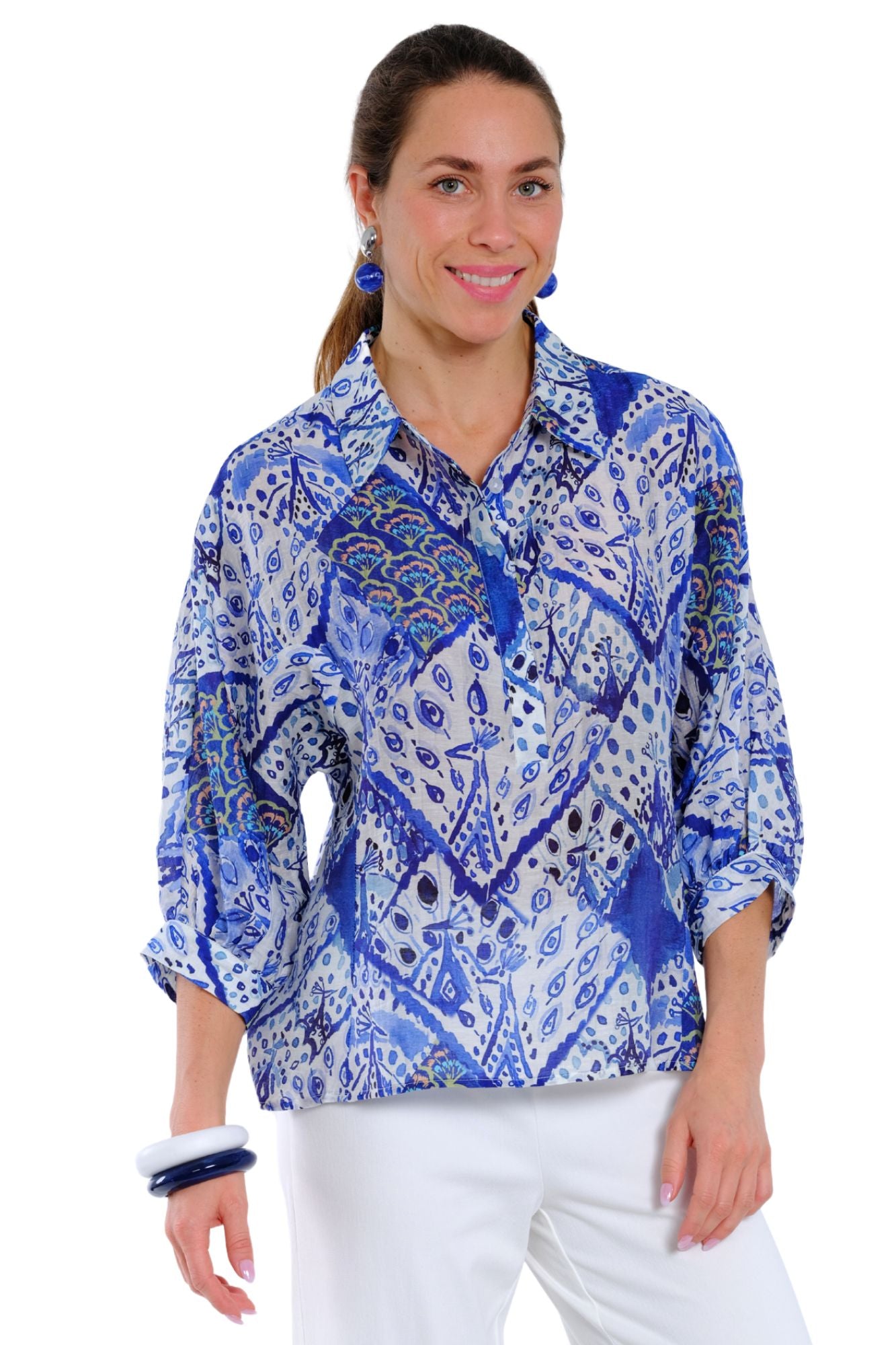 Lior Raglan Sleeve Top (Blue Mix)  (Hazel-5-AR)