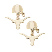Texas Longhorn Canvas Texas Helmet & Logo Earrings (GLD) (26254E-TEX)