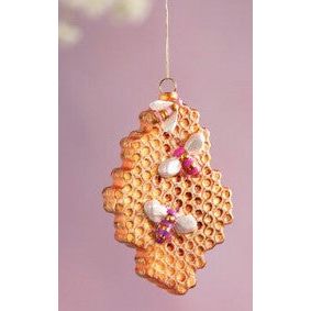 Glitterville Gold Honeycomb Bee Glass Ornament (CG0460)
