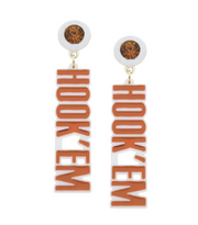 Canvas Texas Longhorn Hook 'Em Earrings