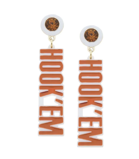 Canvas Texas Longhorn Hook 'Em Earrings