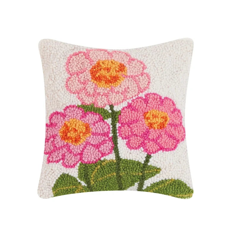 Peking Handicraft Zinnias Hook Pillow