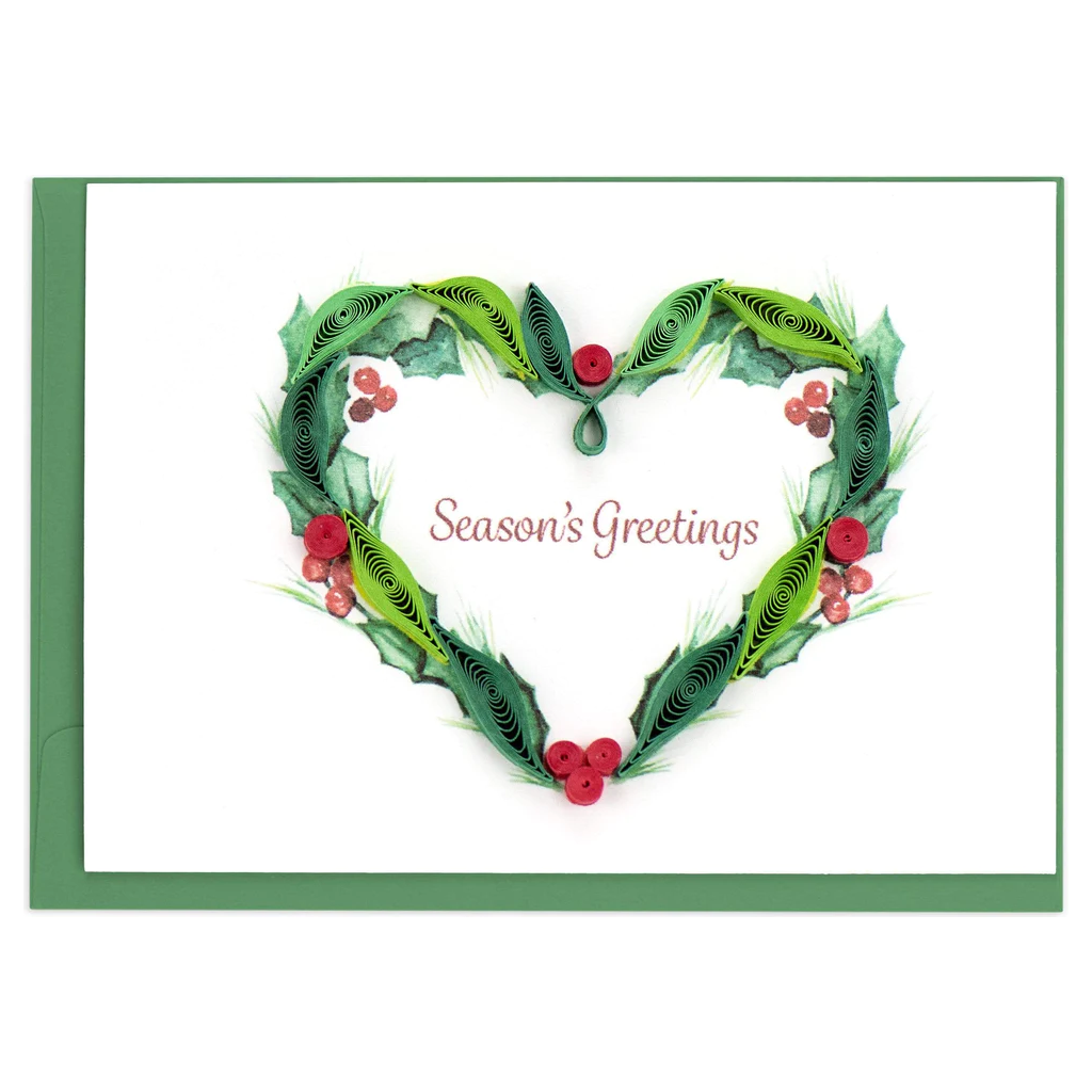 Holly Berry Heart Quilling Enclosure Card
