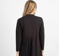 Habitat Core Travel Solid Black Long Shirred Back Open Front Cardigan Jacket (55935)