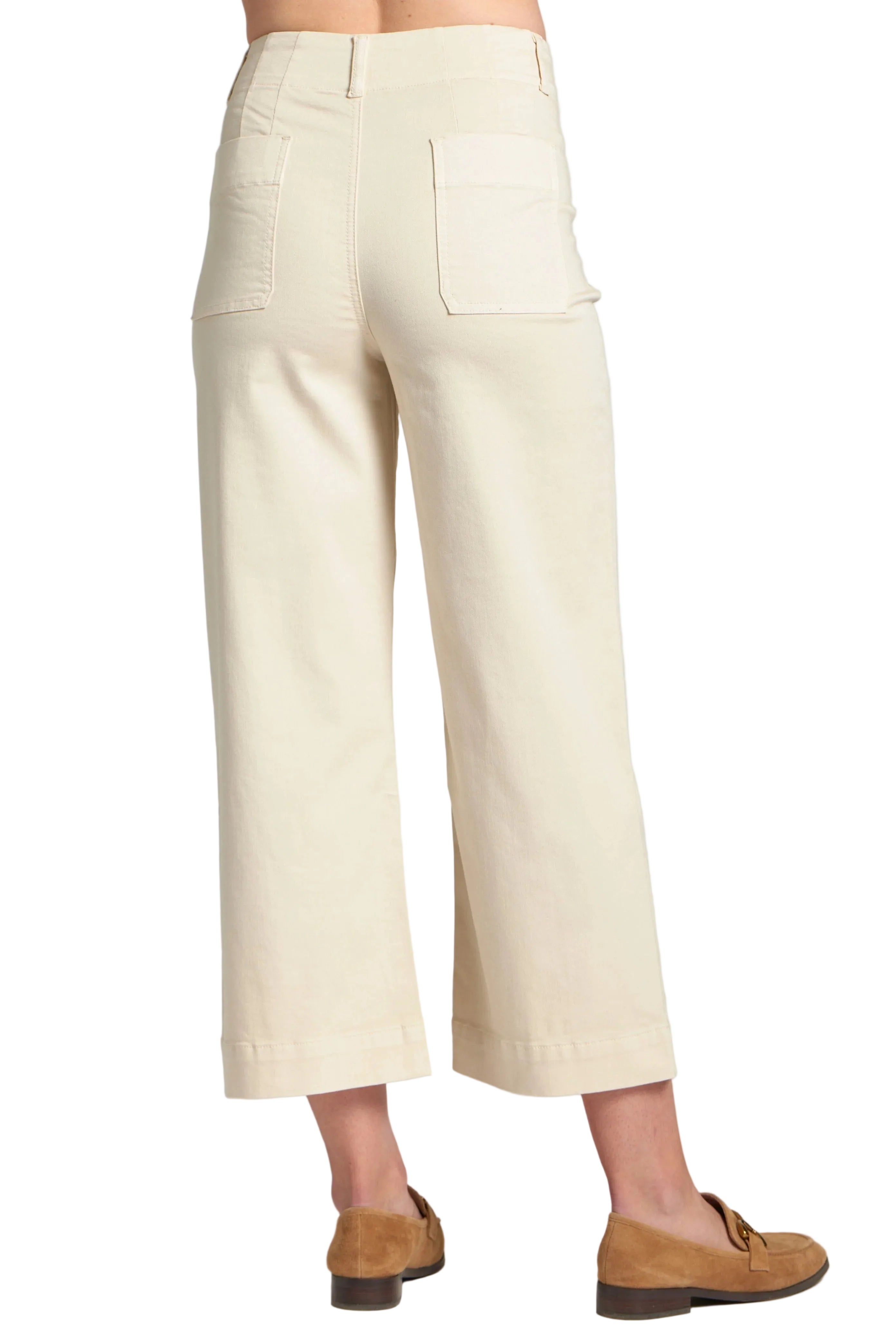 APNY Wide Leg Patch Pocket Crop Jeans (B168) (Natural )