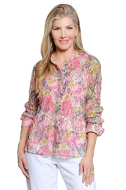 John Mark Abstract Floral Lace Blouse with Tank(J16347BM)(Multi)