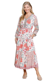 John Mark Mixed Print Tiered Lined Dress (J16353DM)(Floral)