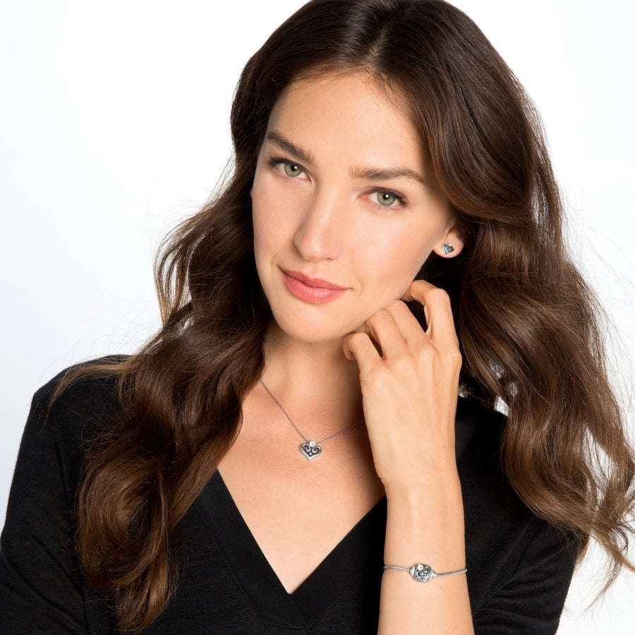 Brighton Alcazar Heart Mini Post Earrings (SLV)