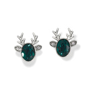 Brighton Reindeer Glitz Green Mini Post Earrings (SLV)