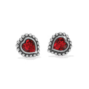 Brighton Shimmer Heart Red Mini Post Earrings (SLV)