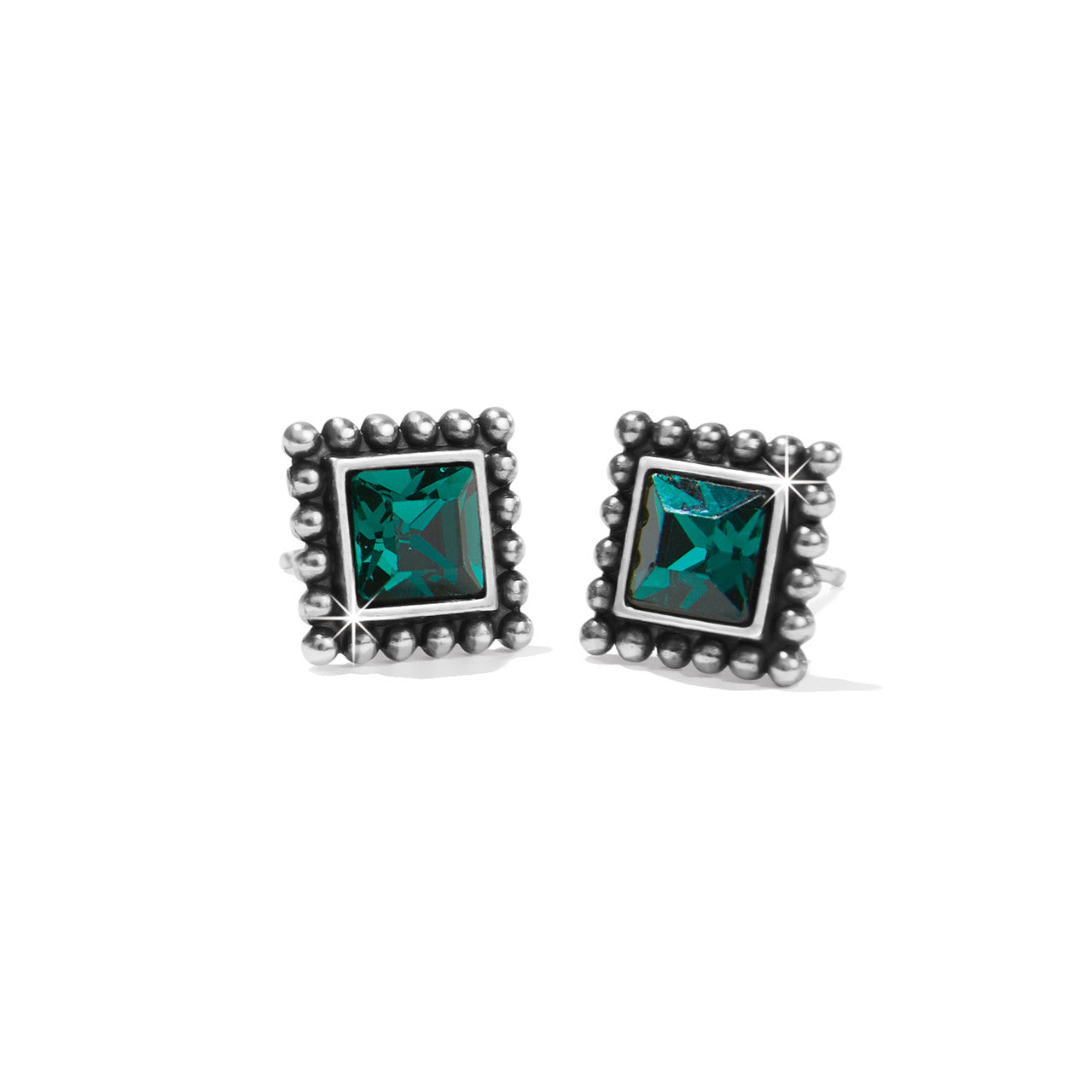 Brighton Sparkle Square Green Mini Post Earrings (SLV)