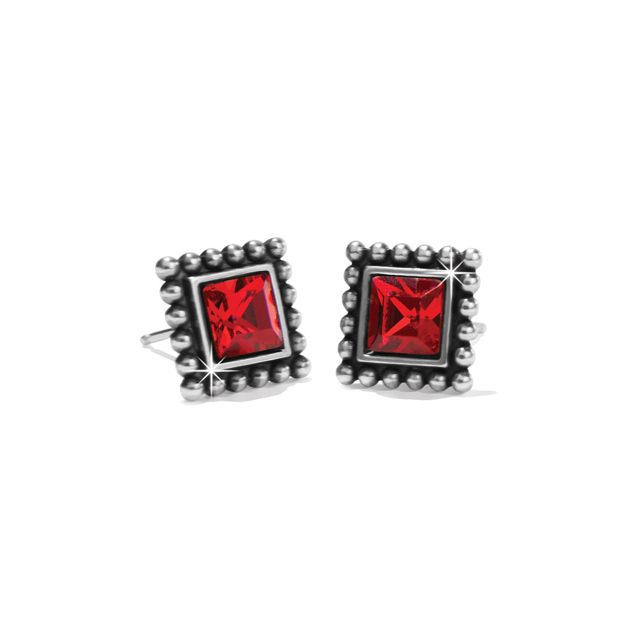 Brighton Sparkle Square Red Mini Post Earrings (SLV)