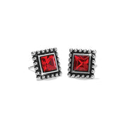 Brighton Sparkle Square Red Mini Post Earrings (SLV)