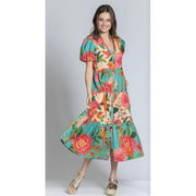 APNY Mixed Floral Print Tiered Long Dress