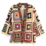 John Mark Granny Square Vintage Crochet Open Front Cardigan Sweater