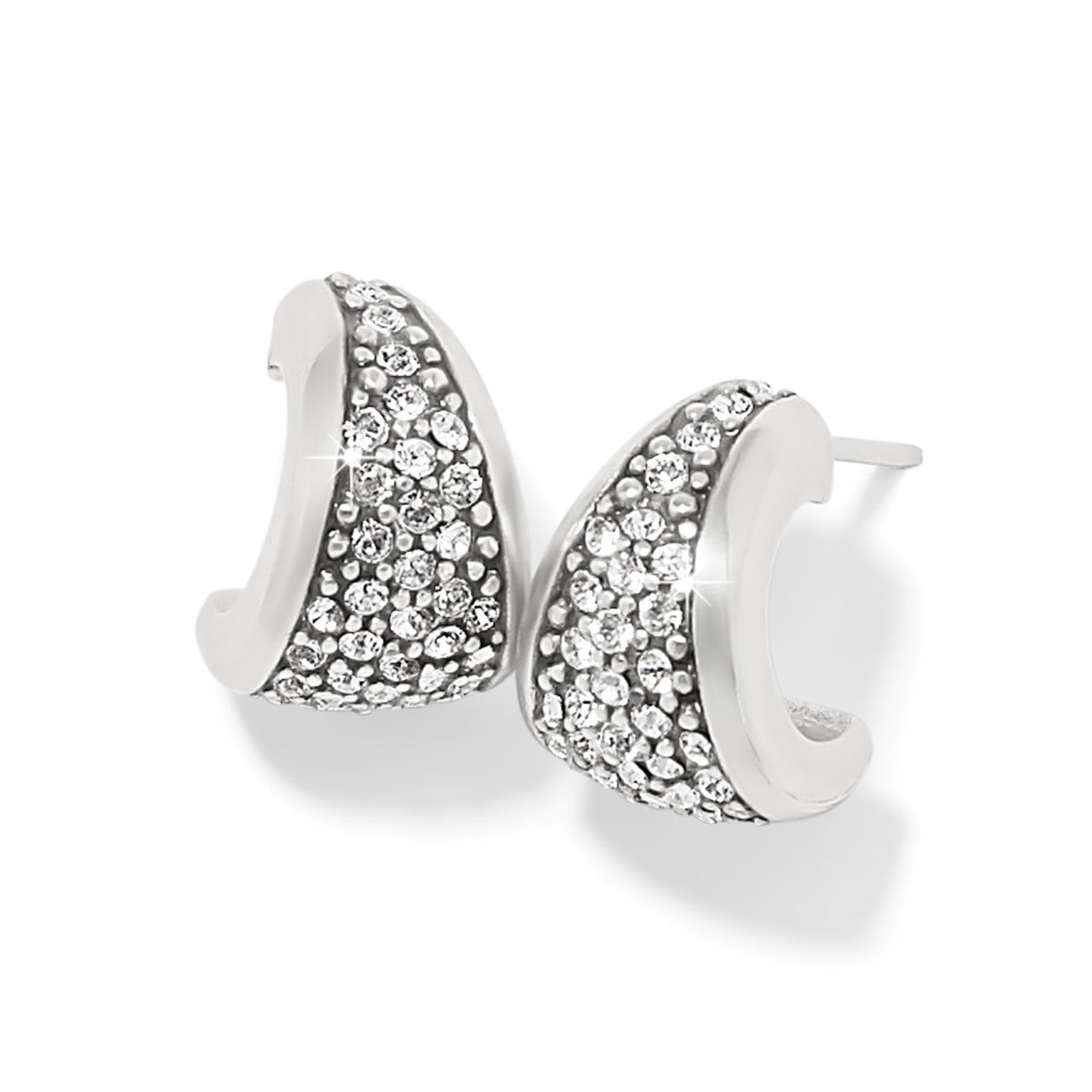 Brighton Meridian Small Silver Crystal Hoop Earrings