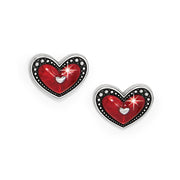 Brighton Love Me Do Post Silver & Red Heart Post Earrings