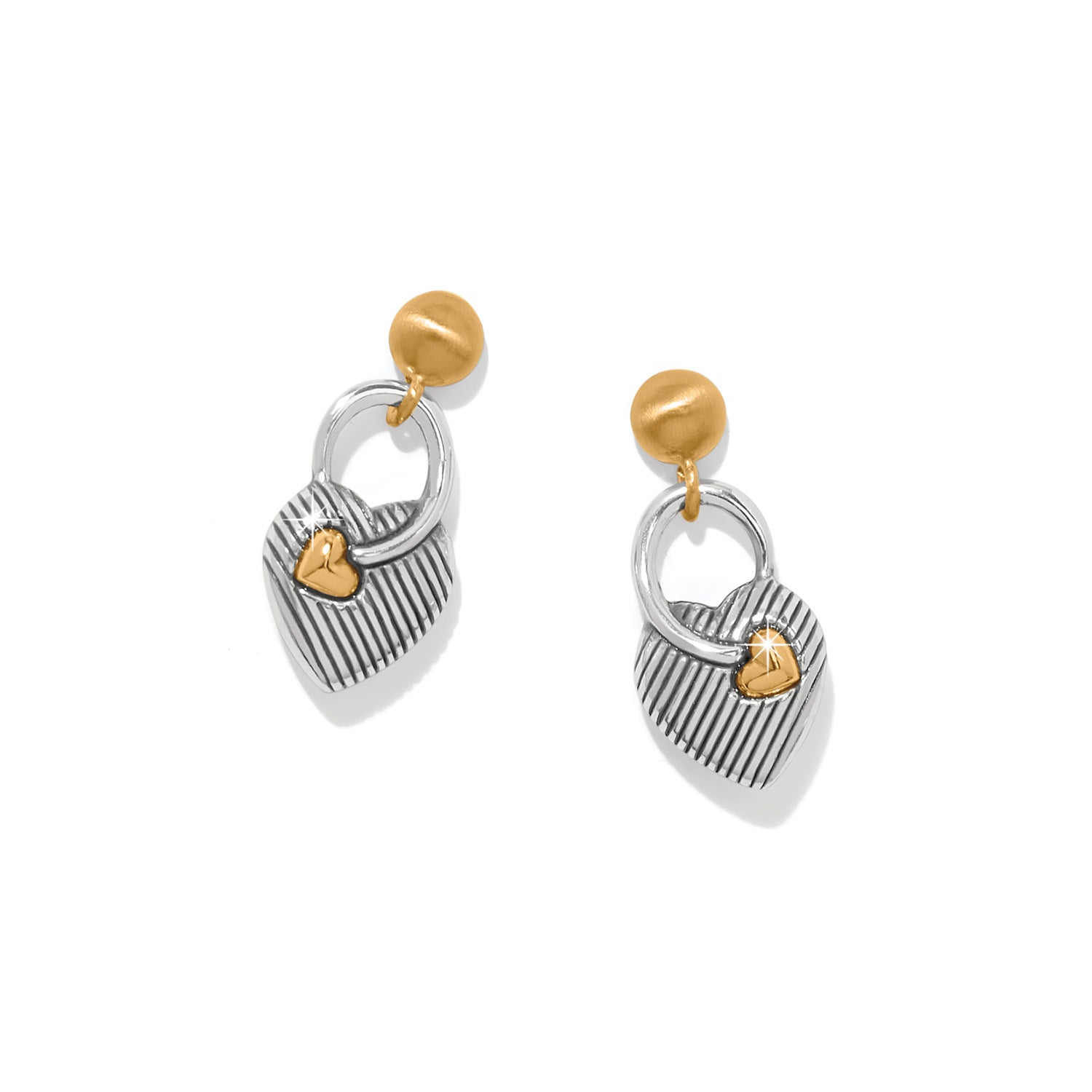 Brighton One Heart Two-Tone Post Drop Earrings