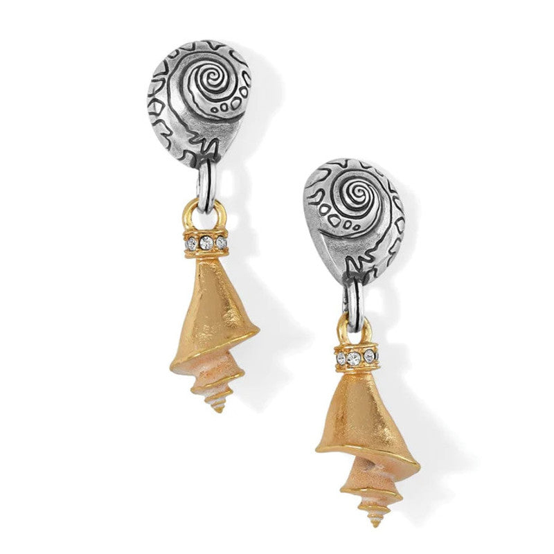 Brighton Shells Two Tone Duo Post Drop Earrings