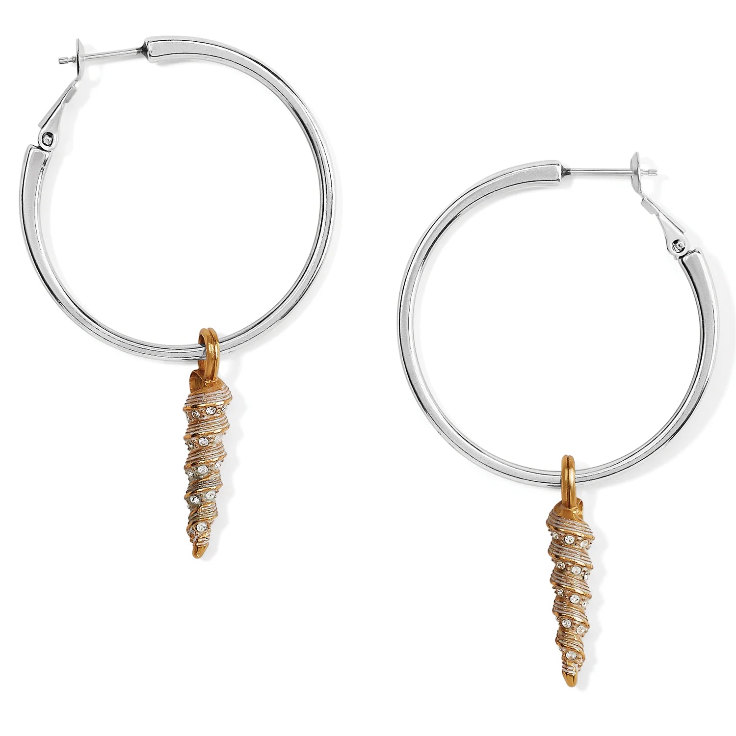 Brighton Shells Charm Hoop Two Tone Earrings