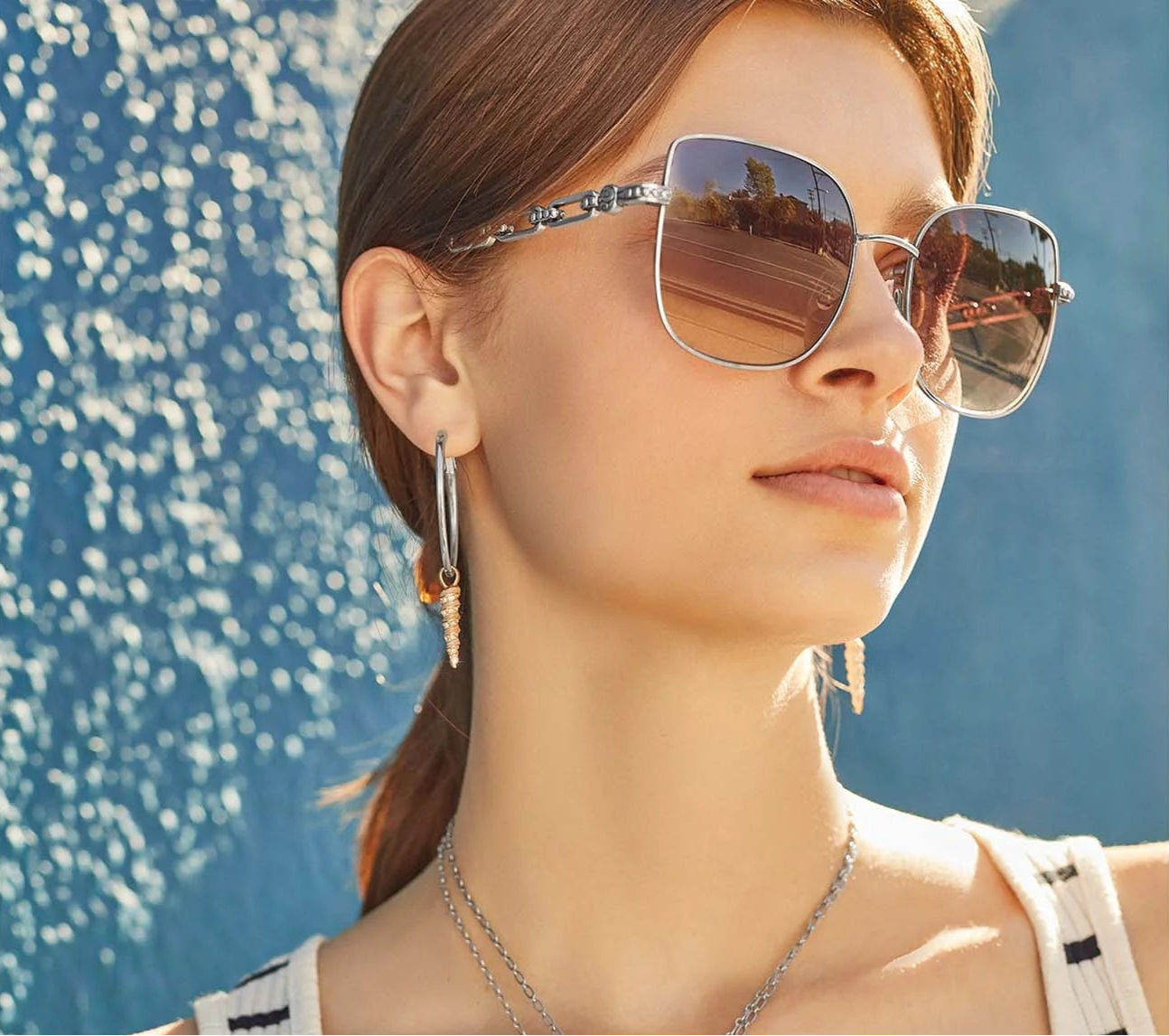 Brighton Shells Charm Hoop Two Tone Earrings