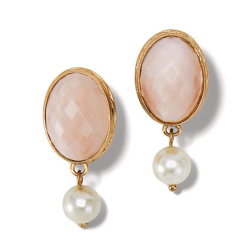 Brighton Pink Moon Stone Leverback Earrings (JA9326) PNK/GLD
