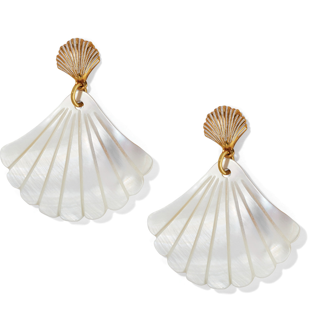 Brighton Sunset Cove Mother of Pearl Post Drop Earrings (JA9871) WHT/GLD