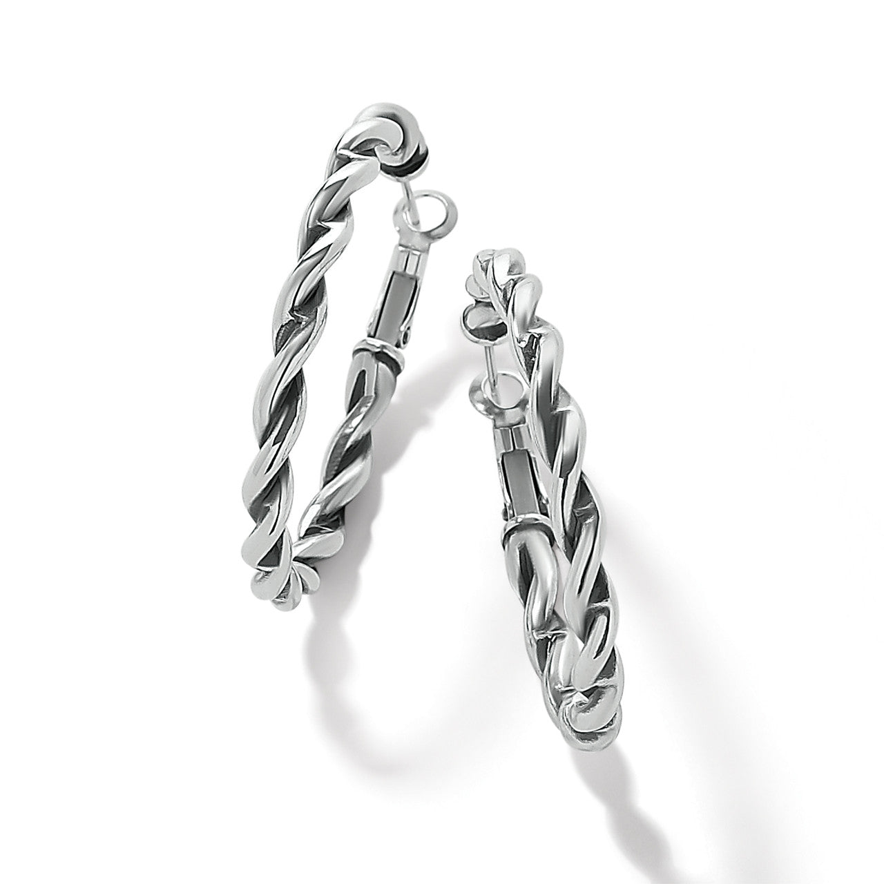 Brighton Interlok Twist Oval Leverback Hoop Earrings (JA9893) SLV