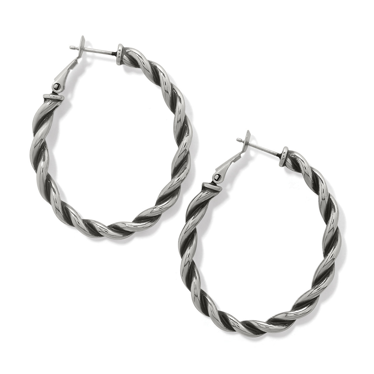 Brighton Interlok Twist Oval Leverback Hoop Earrings (JA9893) SLV
