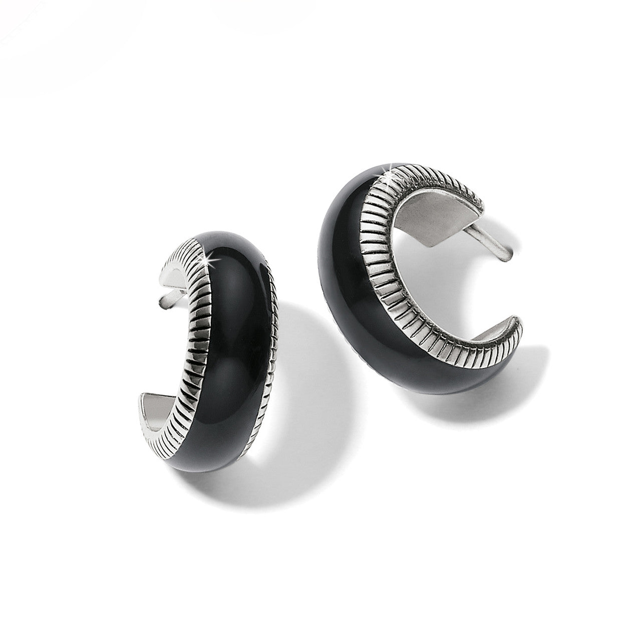 Brighton Interlok Noir Black Small Hoop Earrings (JA9898)
