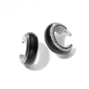 Brighton Interlok Noir Black Small Hoop Earrings (JA9898)