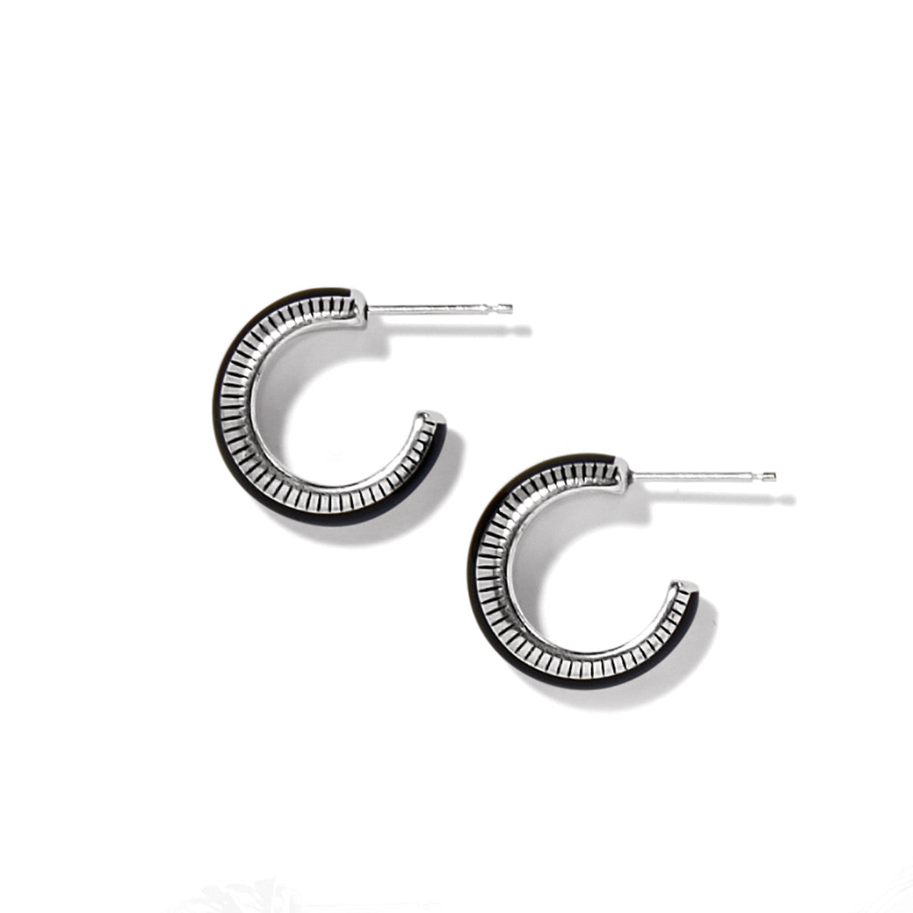 Brighton Interlok Noir Black Small Hoop Earrings (JA9898)