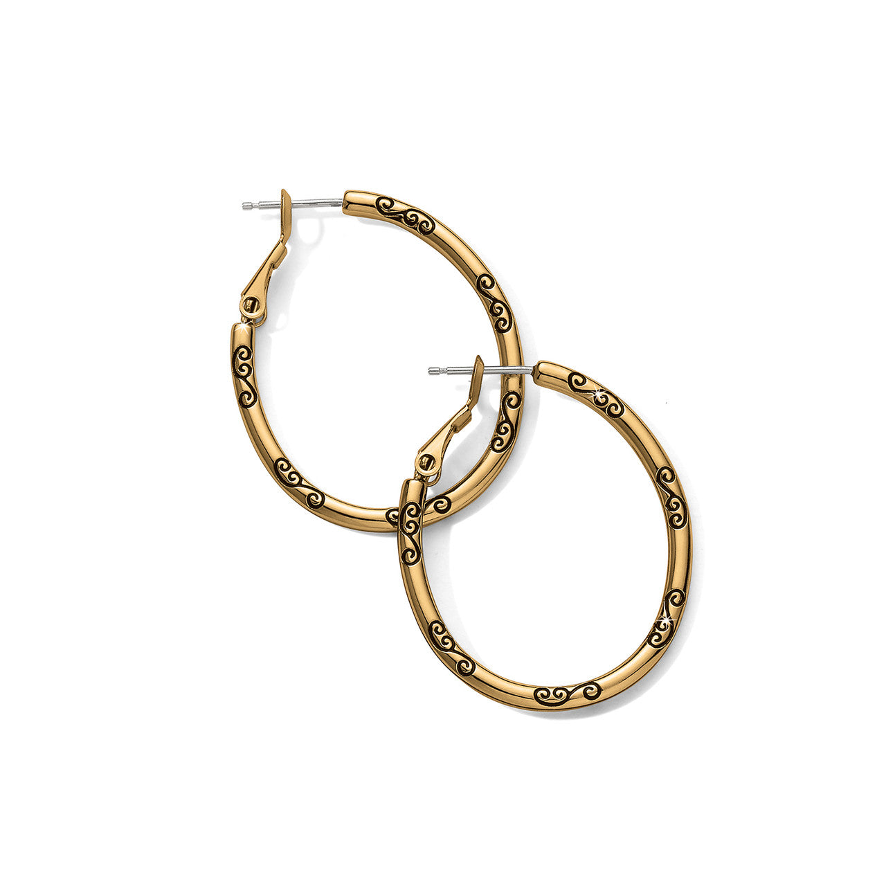 Brighton Oval Gold Hoop Charm Earrings