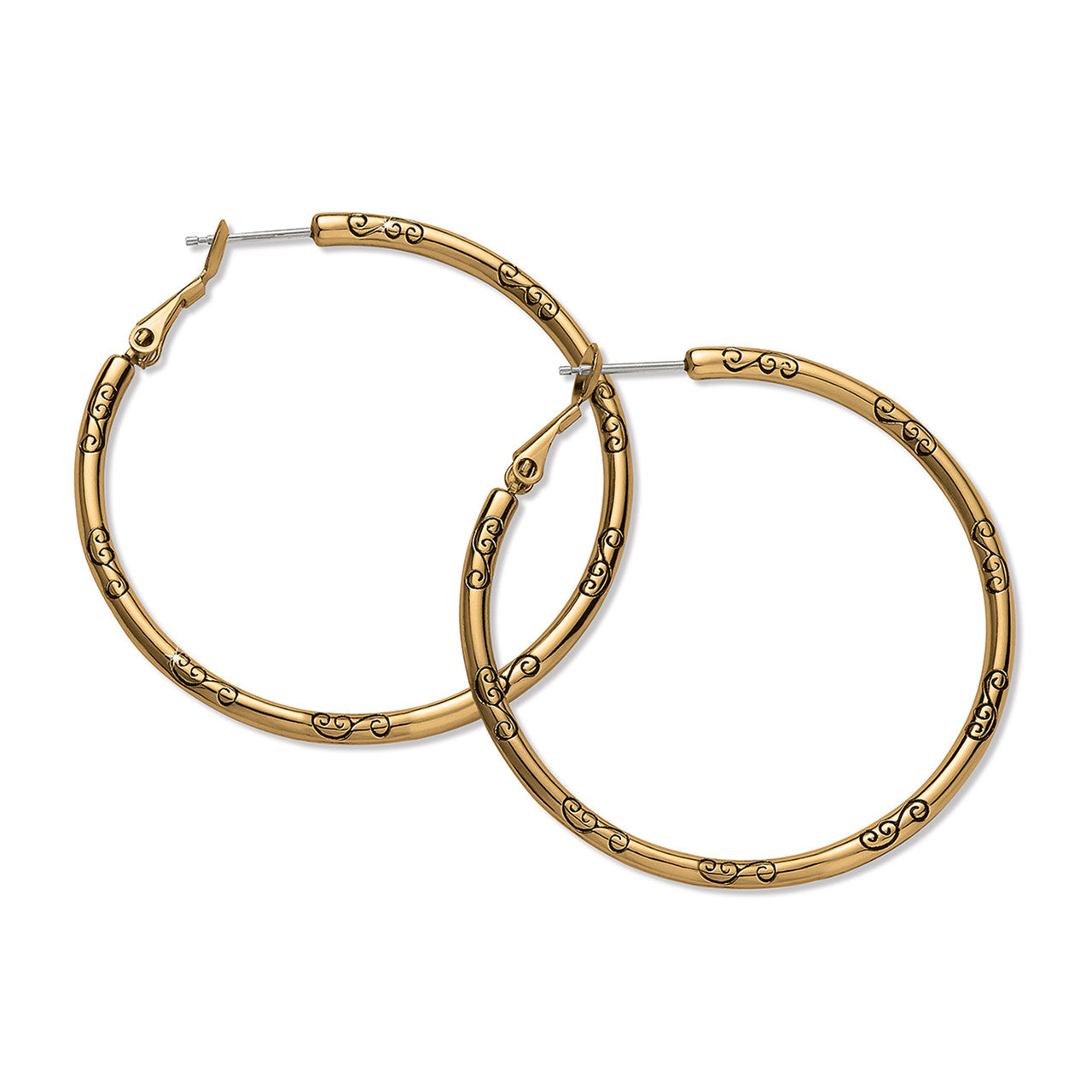 Brighton Large Gold Hoop Charm Earrings