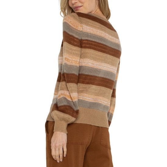 Liverpool Jasper Stripe Long Sleeve Crew Sweater