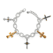 Brighton Majestic Cross 2-Tone Charm Bracelet (JF0115)