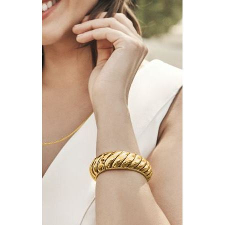 Brighton Athena Gold Scalloped Hinged Bangle (JF0116)