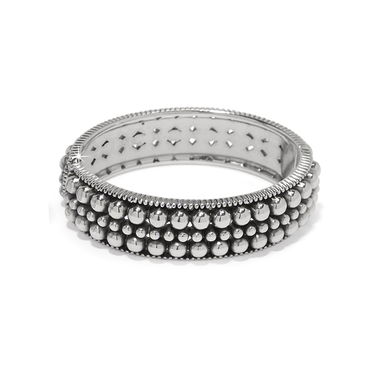 Brighton Pretty Tough Pierced Hinged Bangle (JF0257)(Silver)